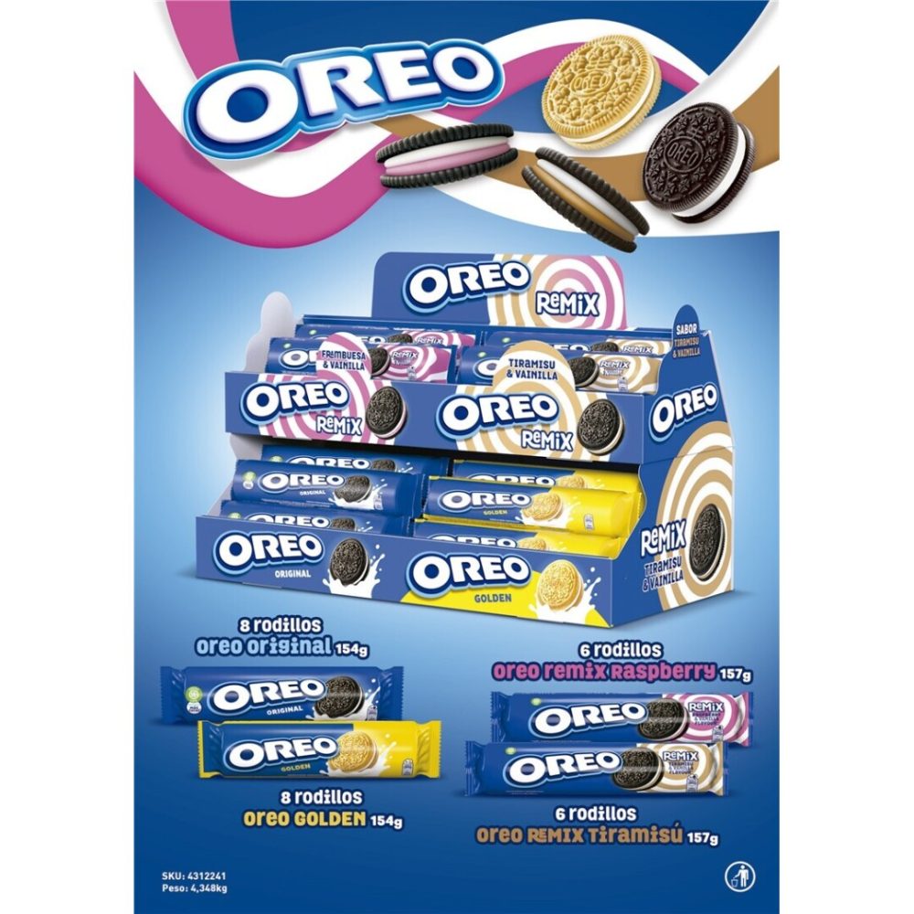 LOTE OREO Rodillos 8Orig+8Gold+6Framb+6Tiram 28uds Galletas y Cereales