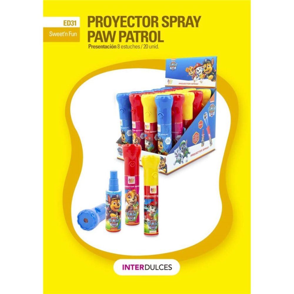 Interdulces SPRAY & PROYECTOR PAW PATROL 20ml  20uds Juguetes con Golosinas