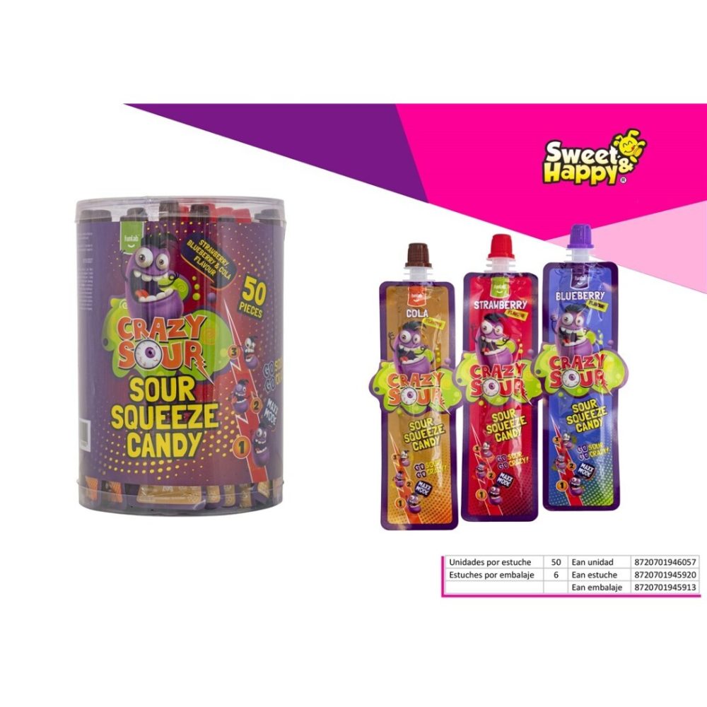 SH CRAZY SOUR SQUEEZE CANDY Gel 15ml. 50uds Juguetes con Golosinas