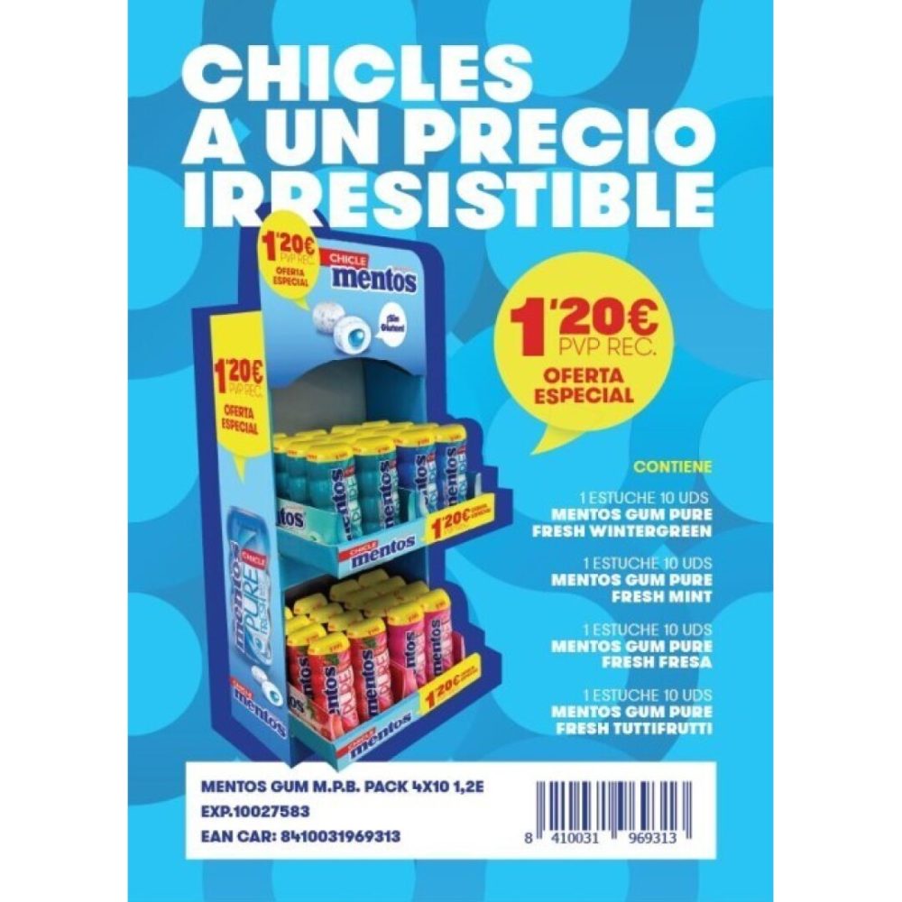 LOTE Mentos Gum EXP. 40UDS 1.20E Chicles sin Azúcar