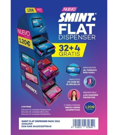 LOTE Smint FLAT Dispenser 32+4uds Caramelos Estuche sin Azúcar