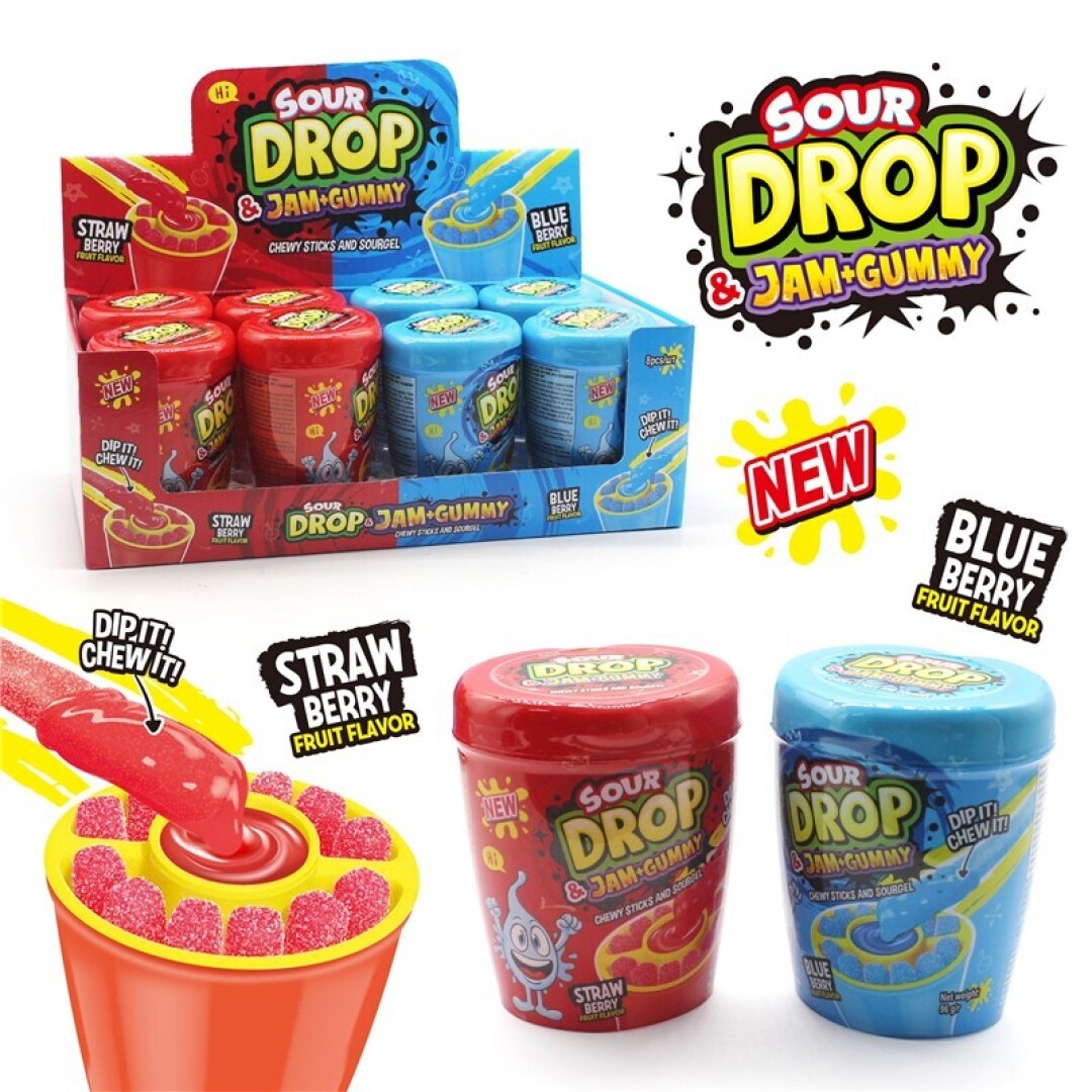 KRC Sour DROP JAM Gummy 96grs 8uds Juguetes con Golosinas
