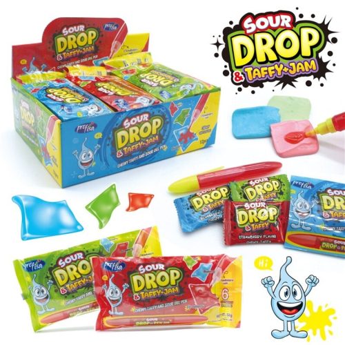 KRC Sour DROP **TAFFY** JAM Boligrafo 58grs 12uds Juguetes con Golosinas