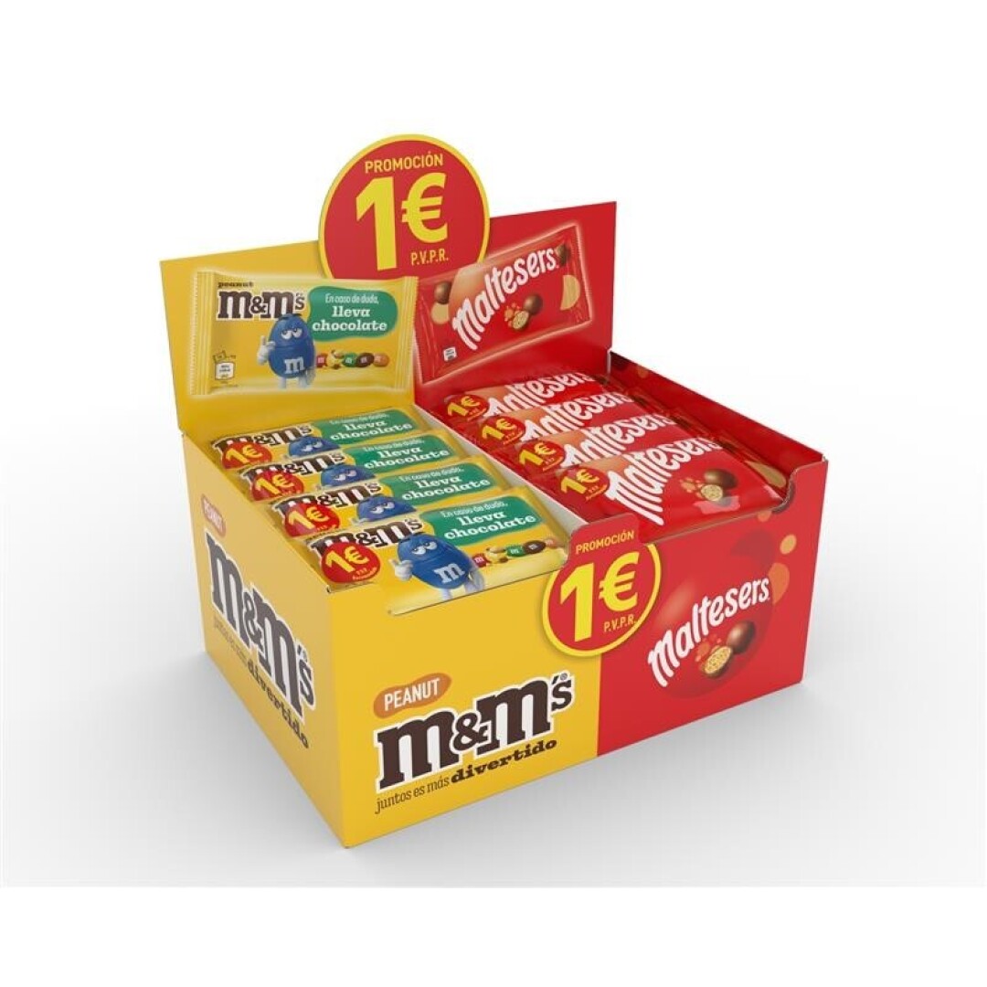 LOTE M&M`S+MALTESSERS  PVP 1€   (36+12)  48uds Sin categorizar