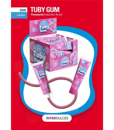 Interdulces TUBY GUM FRESA Camelot 18uds Chicles con Azúcar