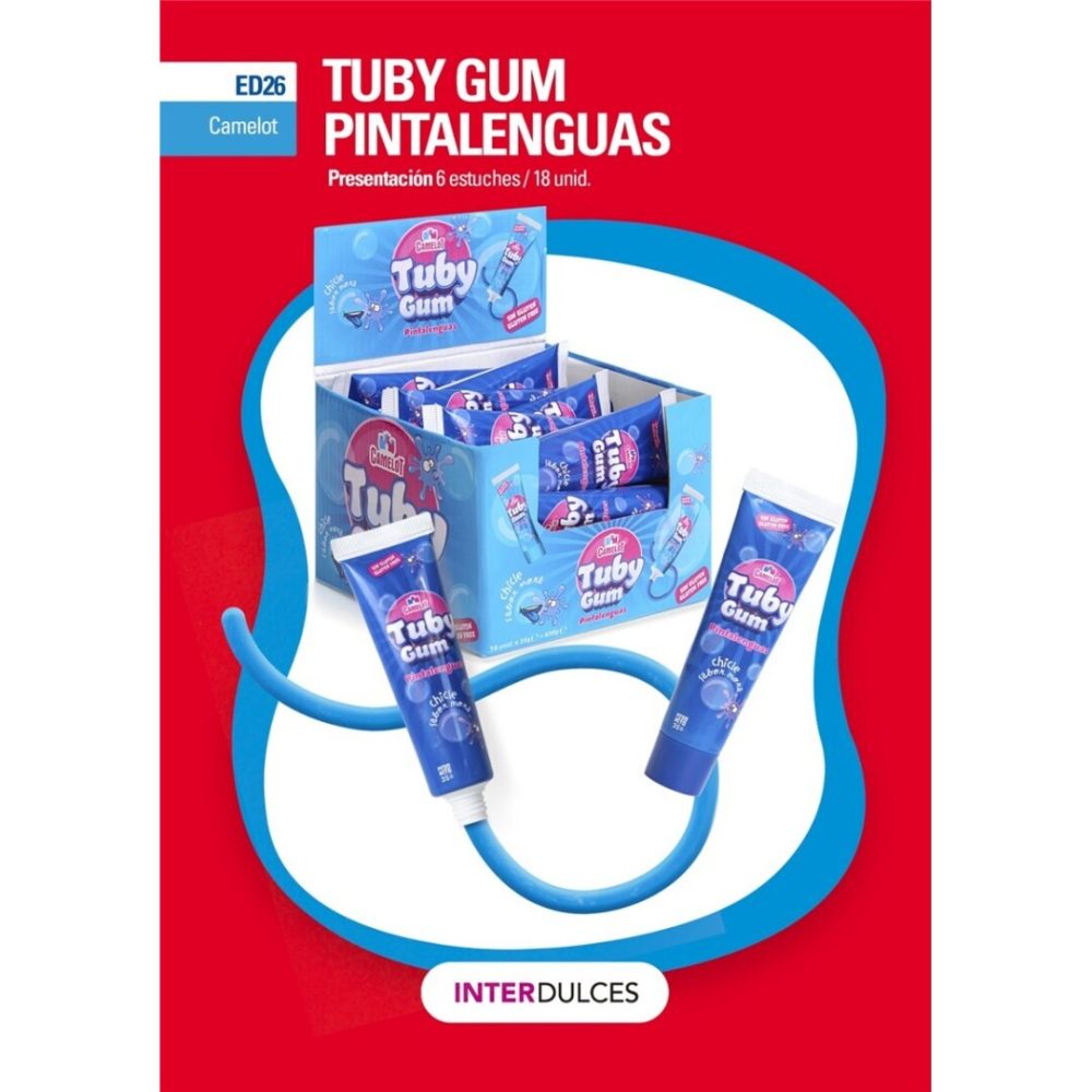 Interdulces TUBY GUM AZUL PINTALENGUAS Camelot 18uds Sin categorizar