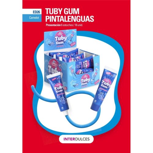Interdulces TUBY GUM AZUL PINTALENGUAS Camelot 18uds Sin categorizar