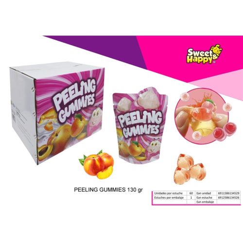 SH PEELING GUMMIES Peach Melocoton 130grs 60uds Golosinas en Bolsitas