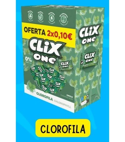 CLIX CLOROFILA S/AZ.   **2×0.10€**  150 UDS Chicles sin Azúcar