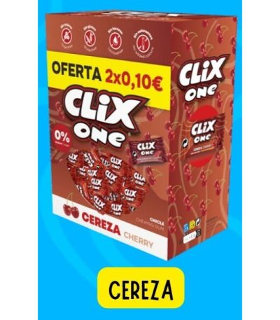 CLIX CEREZA S/AZ.   **2×0.10€**  150 UDS Chicles sin Azúcar
