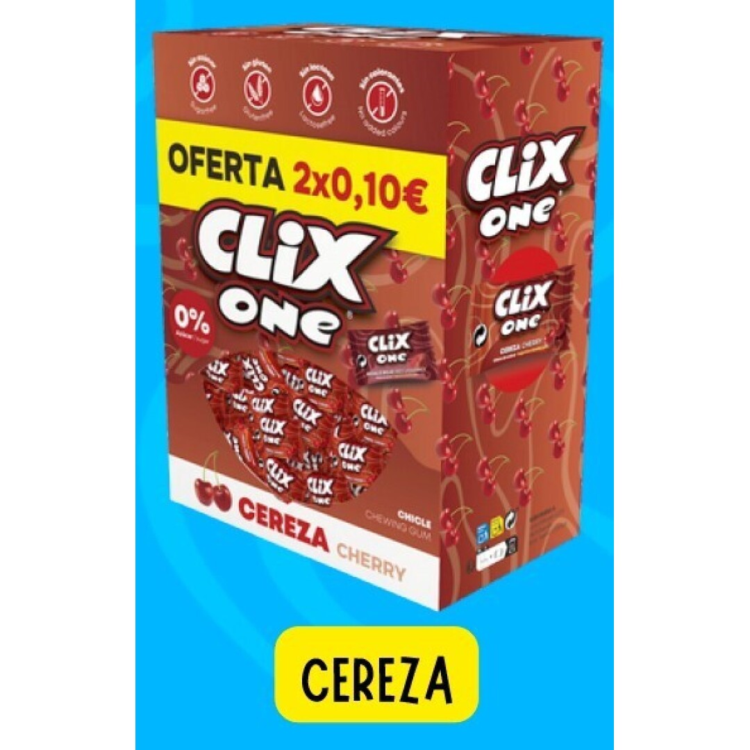 CLIX CEREZA S/AZ.   **2×0.10€**  150 UDS Chicles sin Azúcar