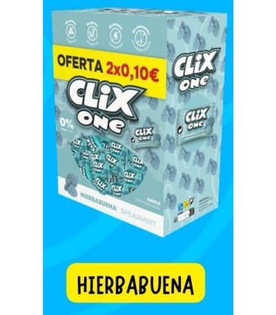 CLIX HIERBABUENA S/AZ.   **2×0.10€**  150 UDS Chicles sin Azúcar