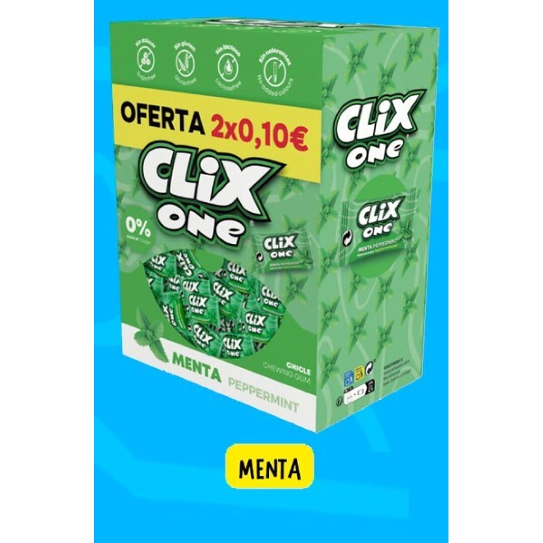 CLIX MENTA S/AZ.   **2×0.10€**  150 UDS Chicles sin Azúcar