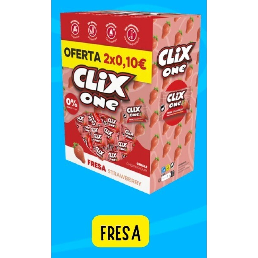 CLIX FRESA S/AZ.   **2×0.10€**  150 UDS Chicles sin Azúcar