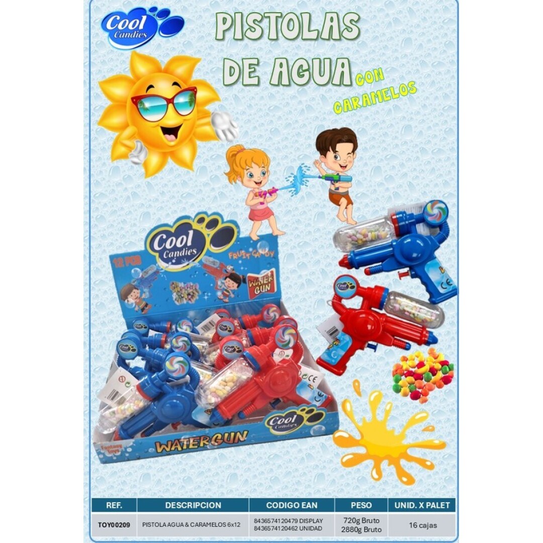 Cool Candies Pistola de Agua Water Gun 12 uds.- Sin categorizar
