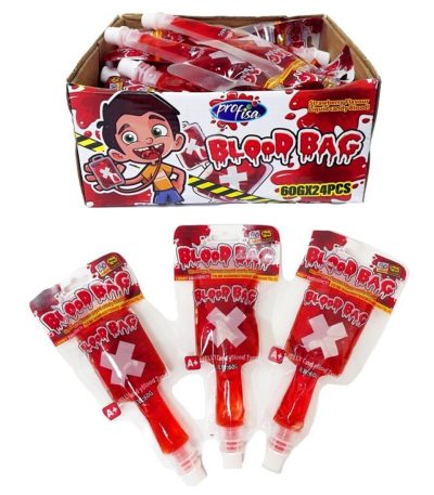 KRC Halloween NEW BLOOD BAG 60ml 24uds Golosinas en Estuches