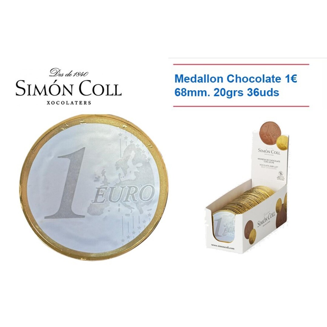 Nav. Simon Coll Medallon 1€ 68mm 20grs 36 uds.- Chocolatinas